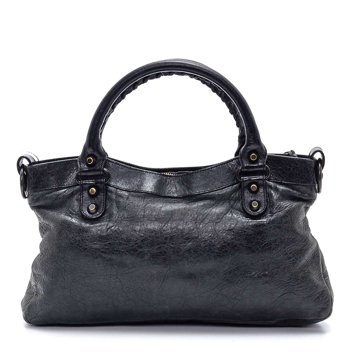 Balenciaga - Anthracite Leather Small Motorcycle City Bag